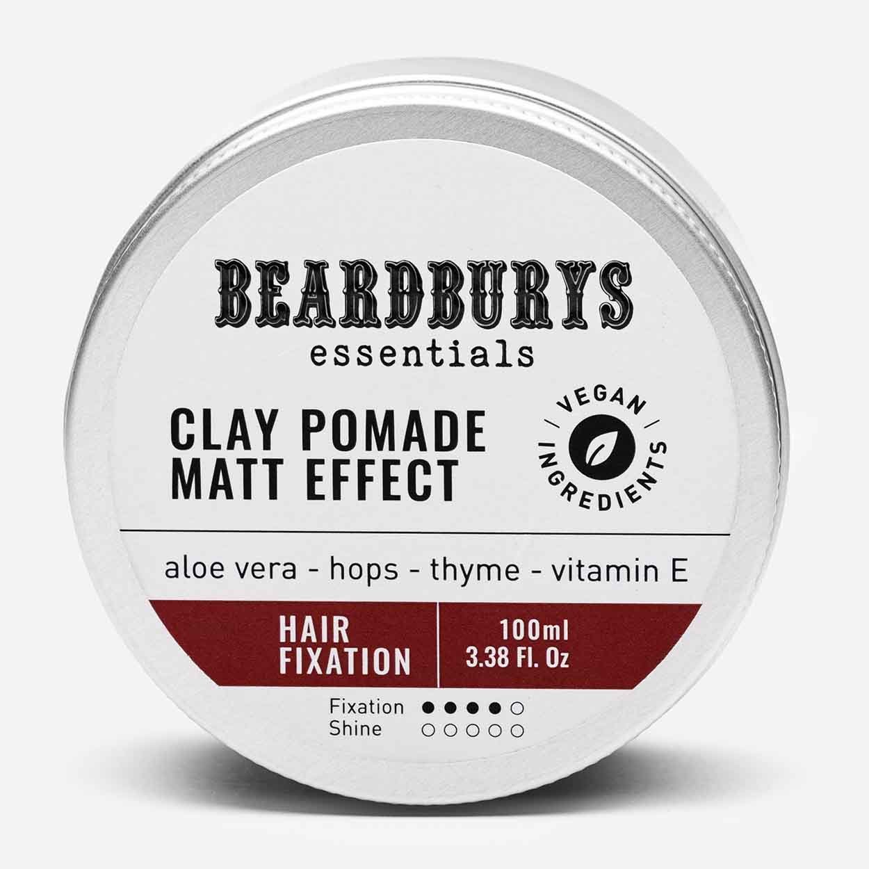 Beardburys Essentials Wax Clay Pomade Matt Effect Matinio efekto plaukų pomada, 100 ml - Facecare