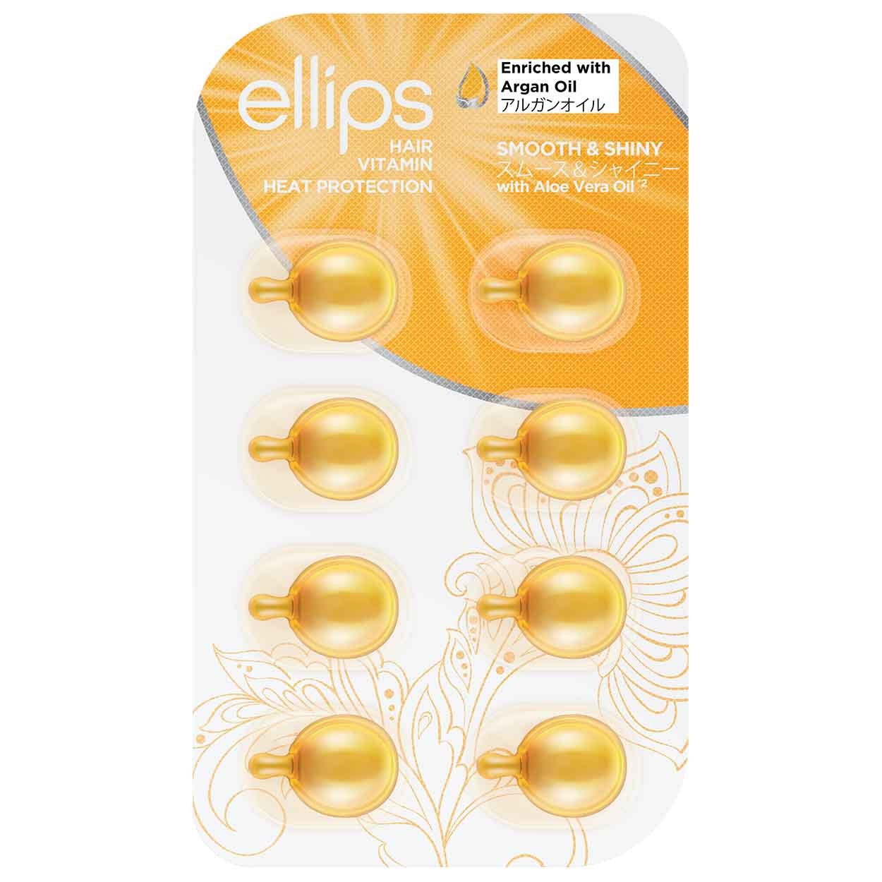 ELLIPS Smooth & Shiny Tepami vitaminai plaukų apimties didinimui, 8 kapsulės