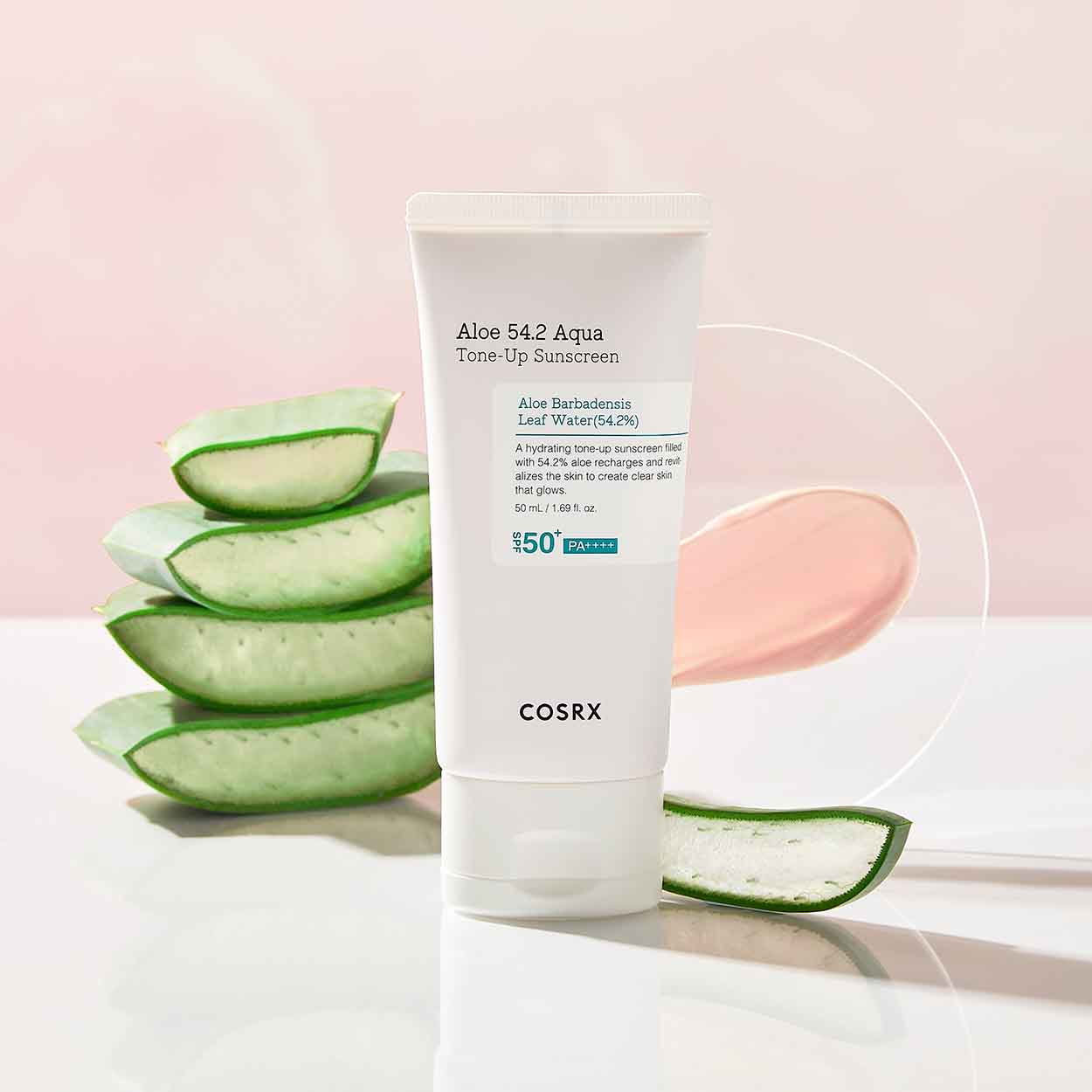 COSRX ALOE 54.2 AQUA TONE-UP SUNSCREEN SPF50+/PA++++ apsauginis kremas nuo saulės, 50 ml