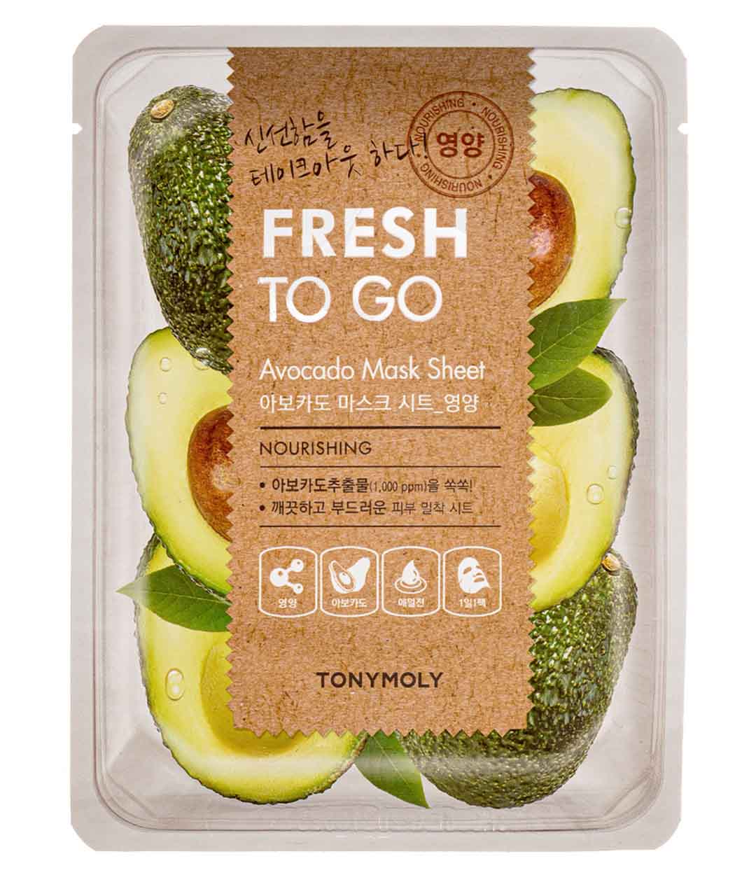 TONYMOLY Fresh To Go Avocado Mask Sheet lakštinė veido kaukė, 22 g.