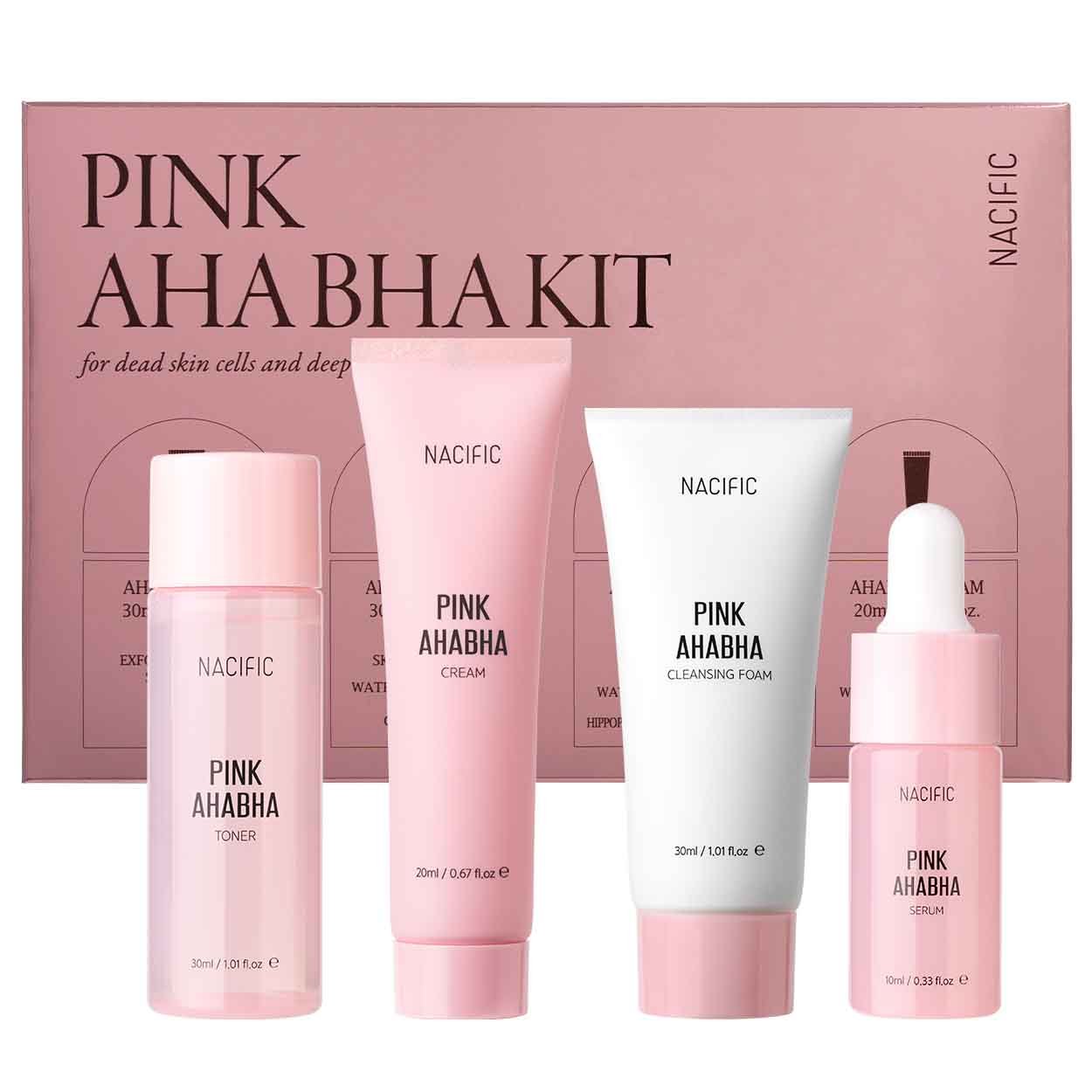 NACIFIC Pink AHA BHA Kit Odos priežiūros priemonių rinkinys su AHA ir BHA rūgštimis - Facecare
