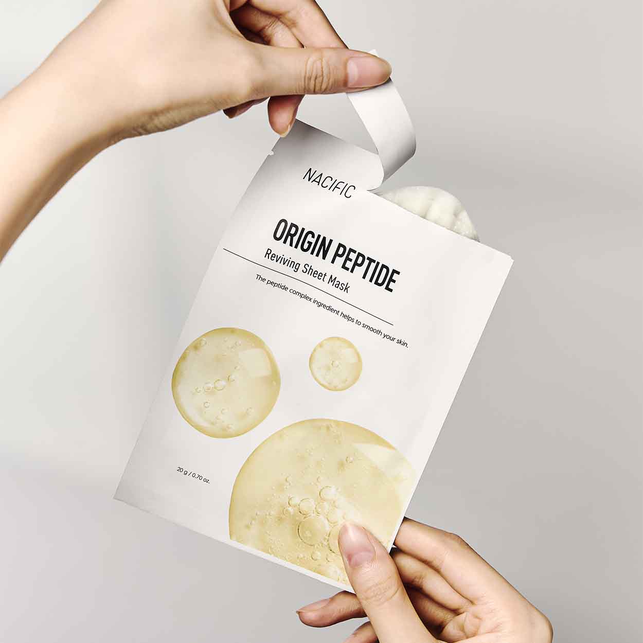 NACIFIC Origin Peptide Reviving lakštinė veido kaukė su peptidų kompleksu, 20 g. - Facecare