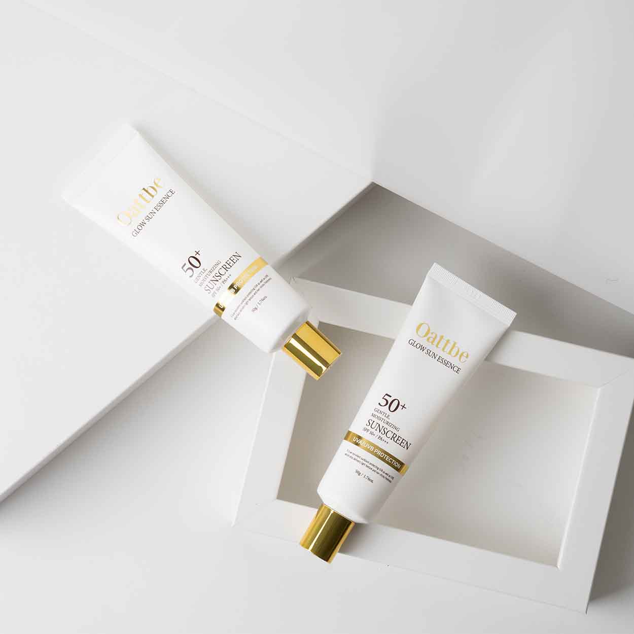 Oattbe Glow Sun Essence 50+ Gentle Moisturizing Sunscreen apsauginis kremas nuo saulės, 50 g
