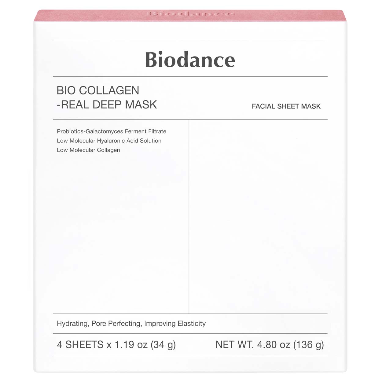BIODANCE Bio Collagen-Real Deep Mask gelinių lakštinių veido kaukių rinkinys, 4 x 34 g.