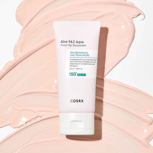 COSRX ALOE 54.2 AQUA TONE-UP SUNSCREEN SPF50+/PA++++ apsauginis kremas nuo saulės, 50 ml