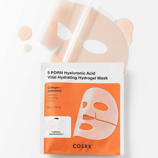 COSRX 5 PDRN Hyaluronic Acid Vital Hydrating Hydrogel Mask gelinė lakštinė veido kaukė, 34 g.