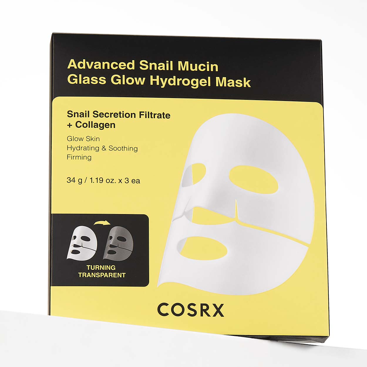 Facecare - COSRX Advanced Snail Mucin Glass Glow Hydrogel Mask gelinė veido kaukė 3x34 g.