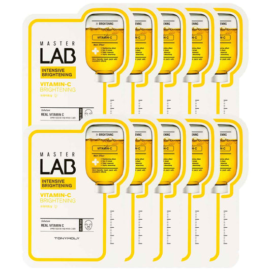 Lakštinių veido kaukių rinkinys TONYMOLY Master Lab Vitamin C Mask Sheet Lakštinė veido kaukė su vitaminu C 10 vnt.