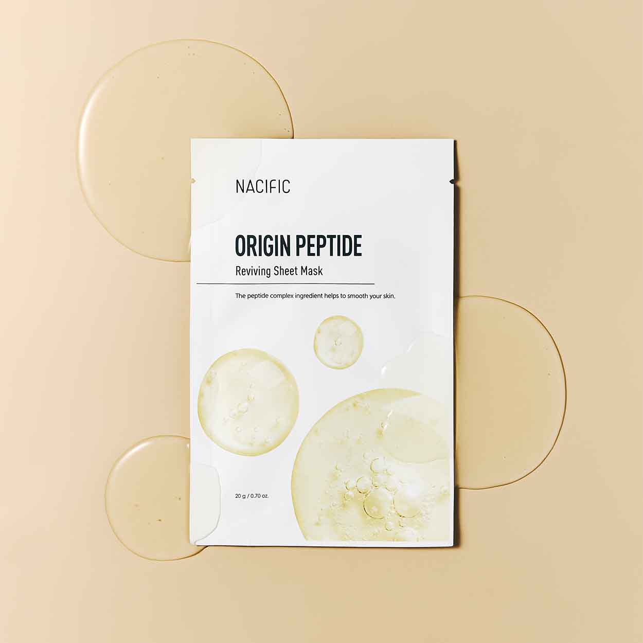 NACIFIC Origin Peptide Reviving lakštinė veido kaukė su peptidų kompleksu, 20 g.