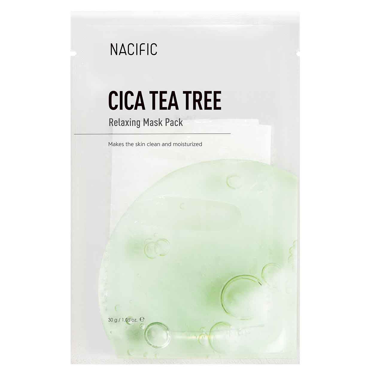 NACIFIC Cica Tea Tree Relaxing Mask atpalaiduojanti lakštinė veido kaukė, 30 g.