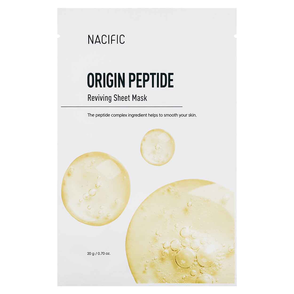 NACIFIC Origin Peptide Reviving lakštinė veido kaukė su peptidų kompleksu, 20 g.