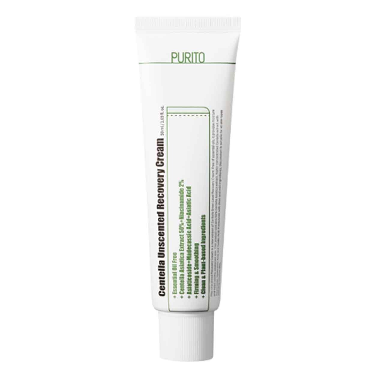 PURITO Centella Unscented Recovery Cream veido kremas, 50 ml