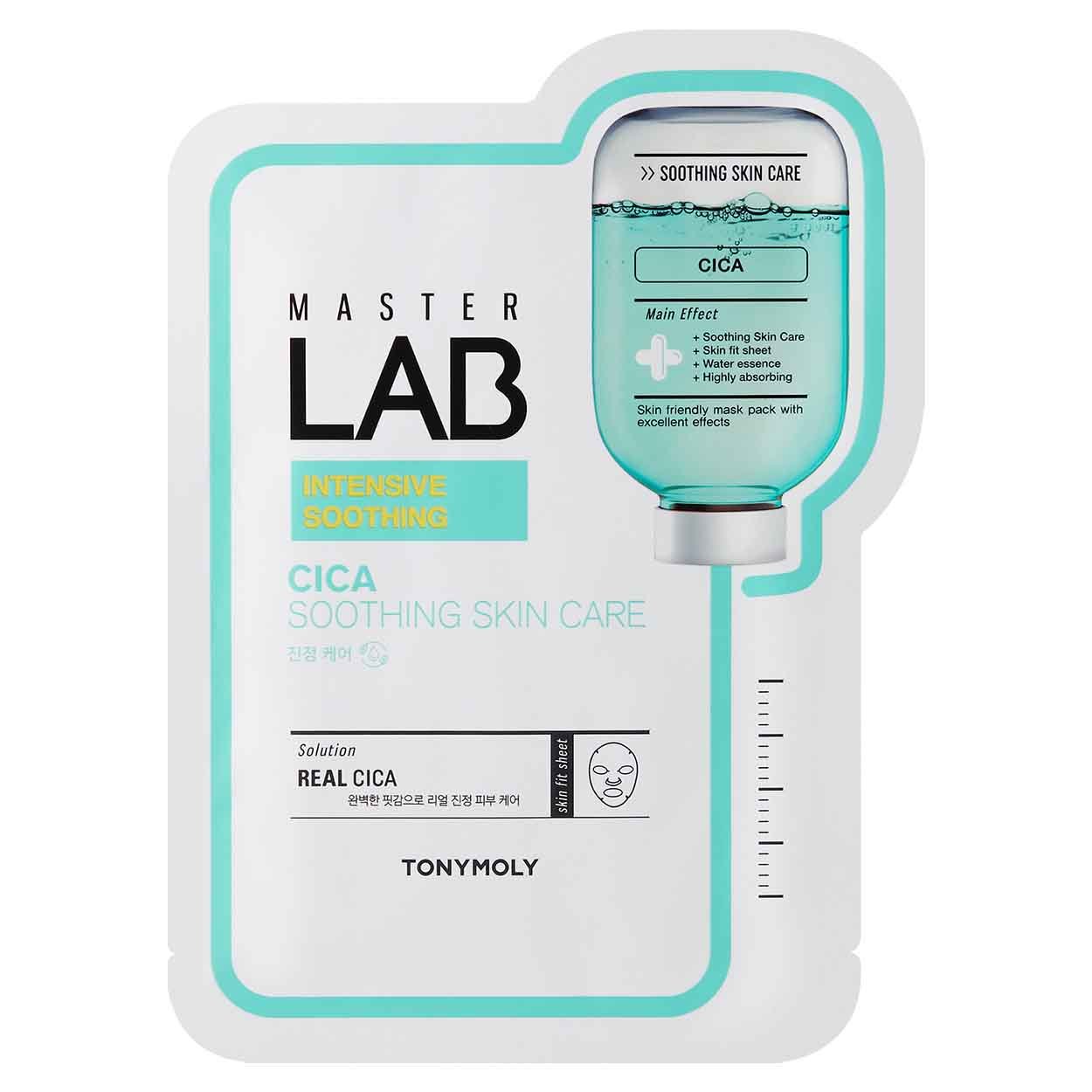 TONYMOLY Master Lab CICA lakštinė veido kaukė jautriai odai, 19 g.