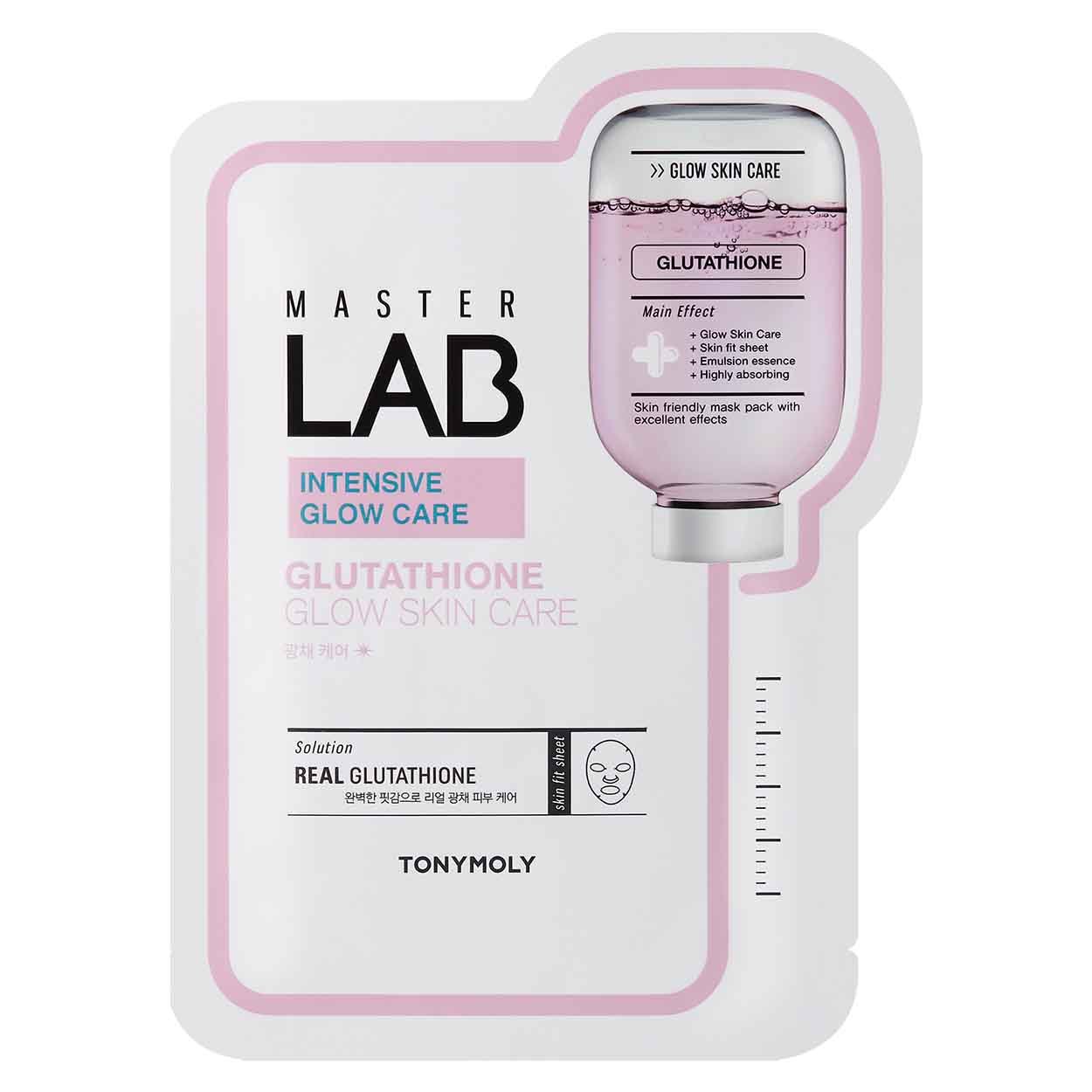 TONYMOLY Master Lab Glutathione lakštinė veido kaukė patamsėjusiai ir papilkėjusiai odai, 19 g.