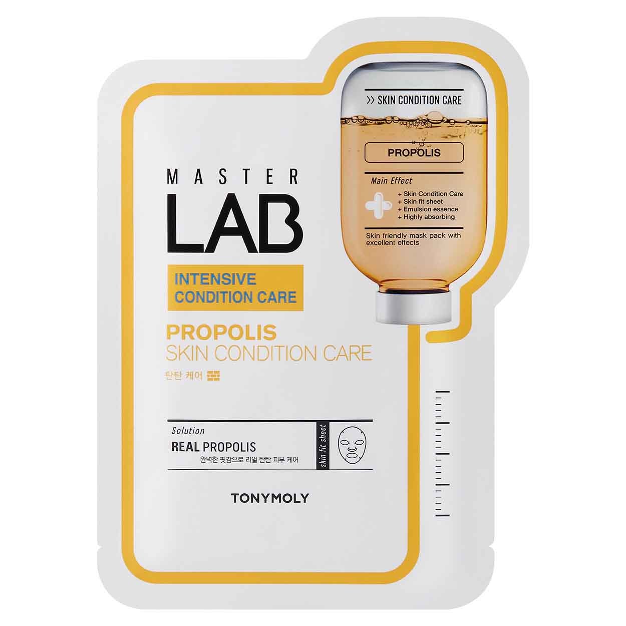 TONYMOLY Master Lab Propolis lakštinė veido kaukė sausai ir susilpnėjusiai odai, 19 g.